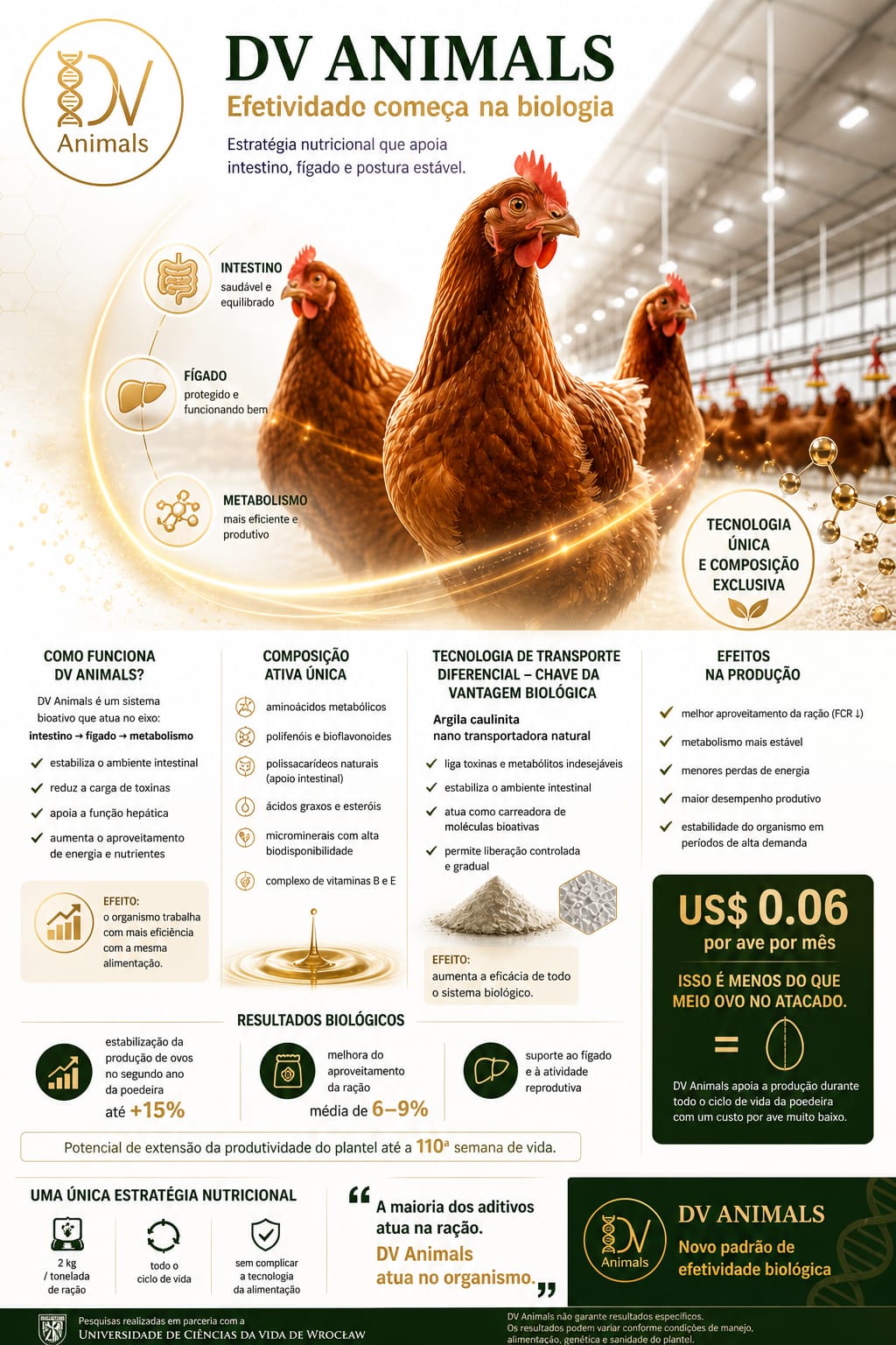DV Animals para poedeiras e produção avícola